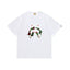 BAPE Style Camo Shark Full-Zip Motif Short-Sleeve Tee - White/Classic Green