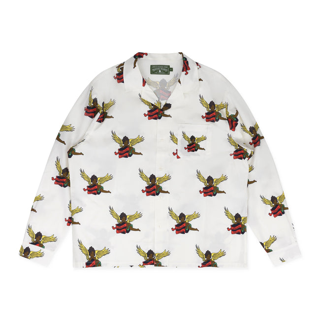 Denim Tears White Cherub Long Sleeve Button-Up Shirt Hover Image