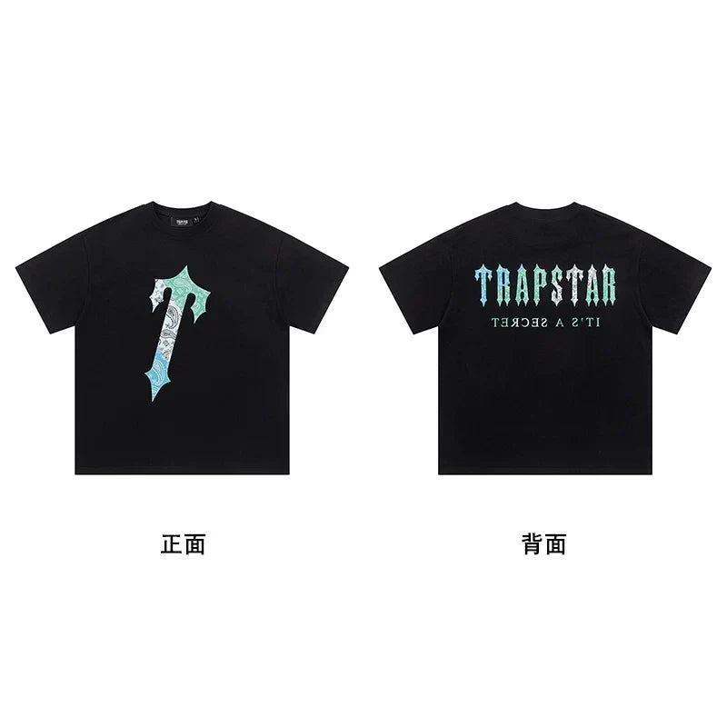 Trapstar short-sleeved T-shirt summer 2025 new letter print men and women casual loose round neck European and American trendy ins (16)