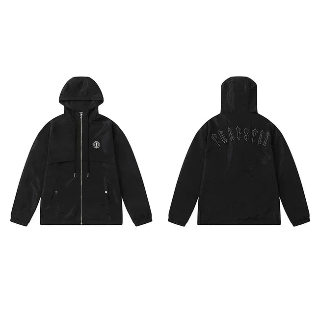 Cross border foreign trade autumn and winter Trapstar letter embroidery eagle zipper windbreaker hooded windbreaker men's and women's jacket jacket (5) Hover Image