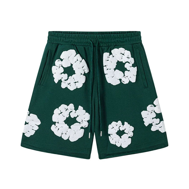 Denim Tears Green Cotton Wreath Print Casual Shorts Hover Image