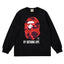 BAPE Style "BY BATHING APE" Camo Ape Head Long-Sleeve Tee - Black/Red