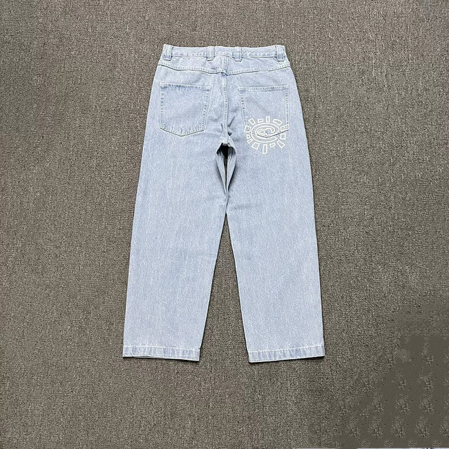 ADWYSD Graphic Print Denim Jeans - Light Blue Hover Image