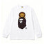 BAPE Style Baby Milo on Dark Leopard Camo Ape Head Long-Sleeve Tee - White/Dark Leopard