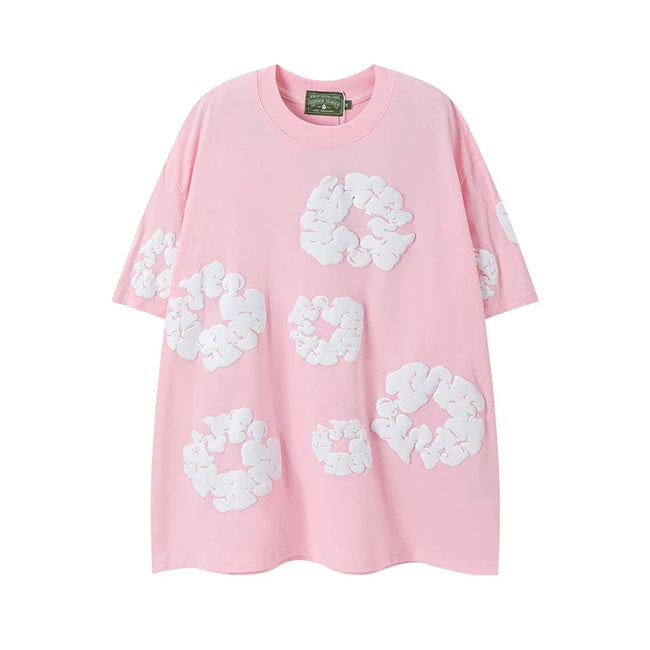 Denim Tears Pink All‑Over Cotton Wreath Print T‑Shirt Hover Image