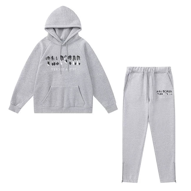 American tide trapstar blue gray tiger head gradient towel embroidered men's and female couple sweater trousers casual set (17) Hover Image