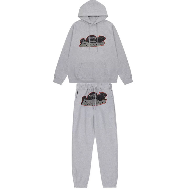 American tide trapstar blue gray tiger head gradient towel embroidered men's and female couple sweater trousers casual set (1) Hover Image