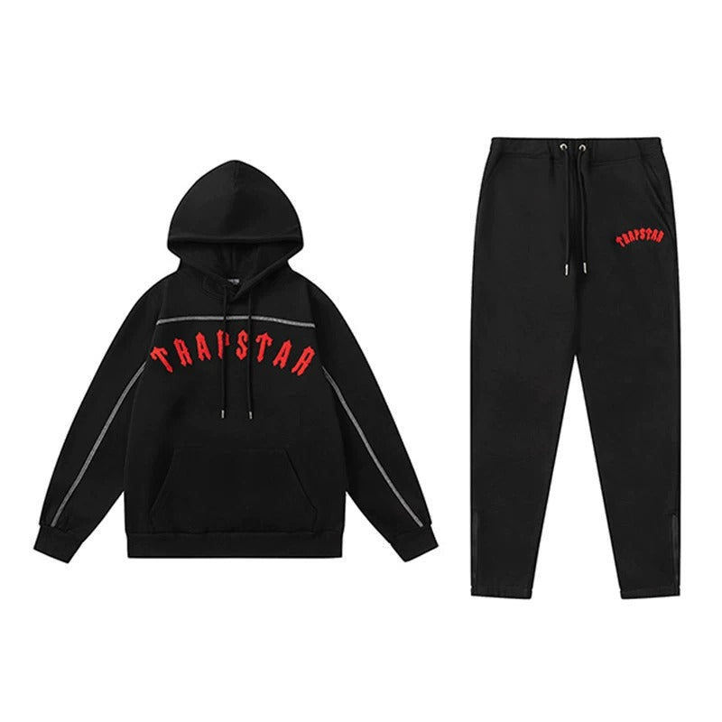 Trapstar Arc Logo Red Black Tracksuit