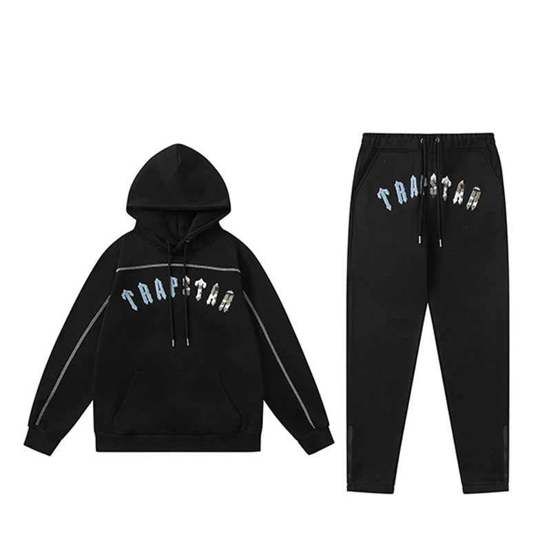 Trapstar Arc Logo Ice Blue Crystal Black Tracksuit
