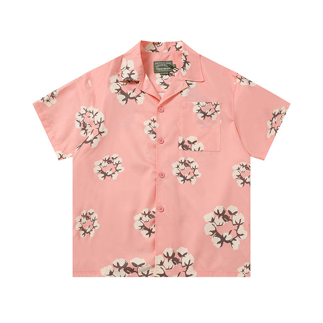 Denim Tears Pink All Over Floral Wreath Print Camp Collar Short Main Image
