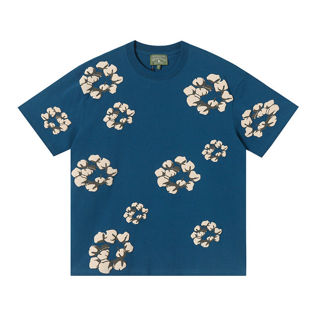 Denim Tears Deep Blue Oversized All Over Beige Flower Wreath TOP Hover Image